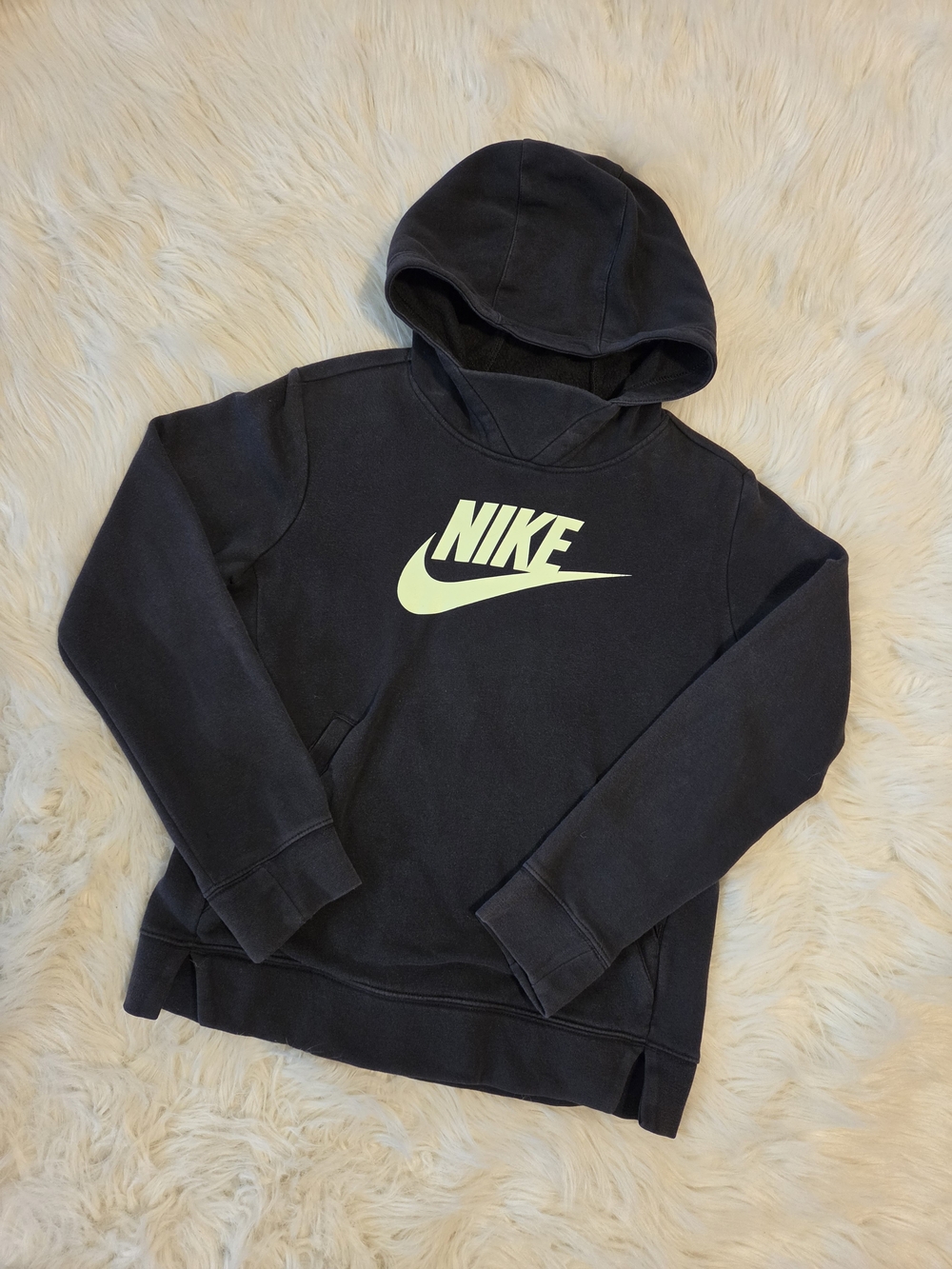 Nike Kid Girl Black Hoodie with Neon Logo